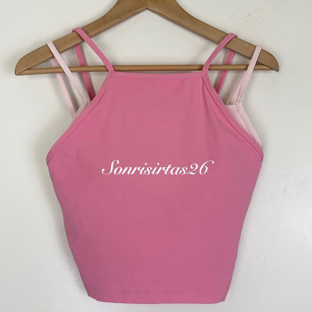 LULULEMON Align Layered High-Neck Tank Top B/C Cup Candy Cloud Pink Pearl Sz 8